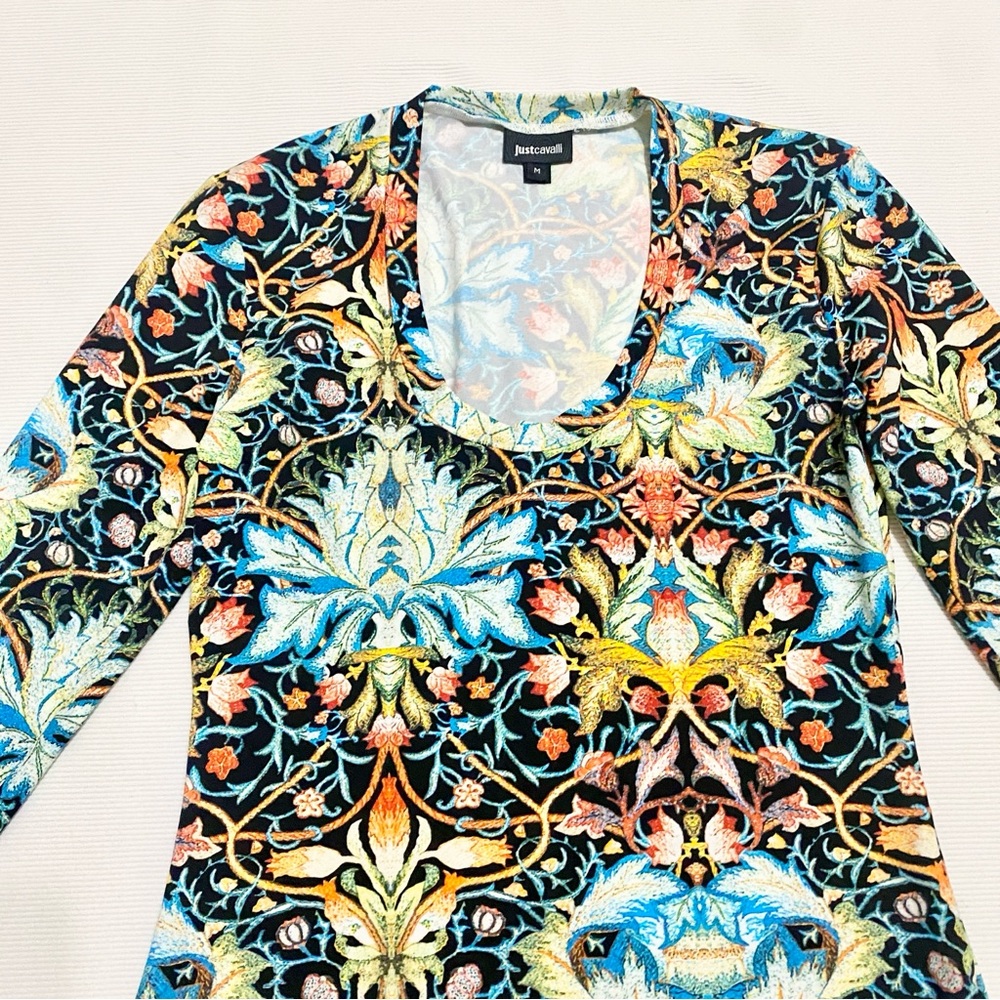 Just Cavalli Roberto Cavalli Lotus Floral Printed Vibrant Abstract Sheath Dress - Picture 3 of 7